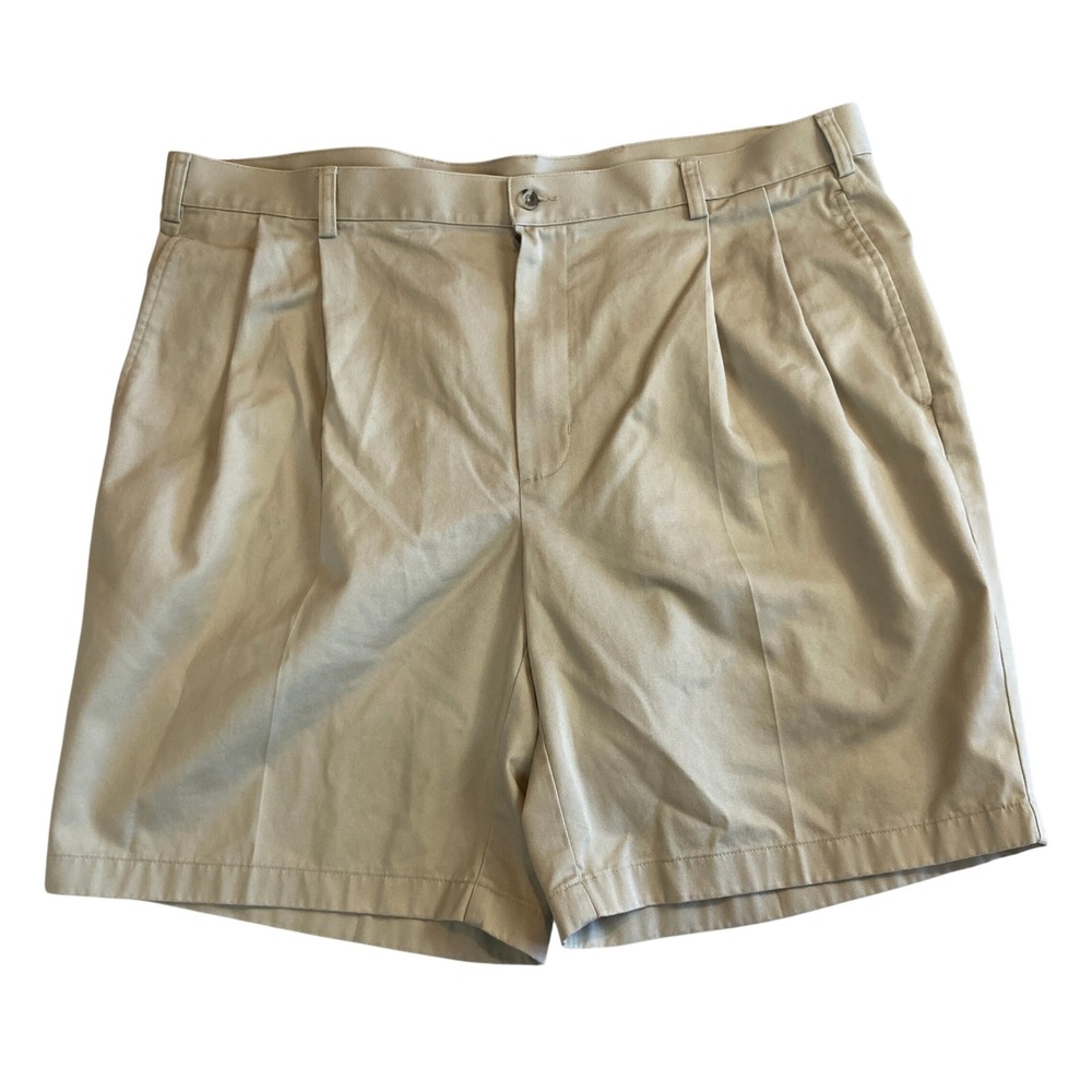 Jos. A. Bank Travelers Collection Khaki Pleated Chino Shorts Mens 42‎ Tan Cotton